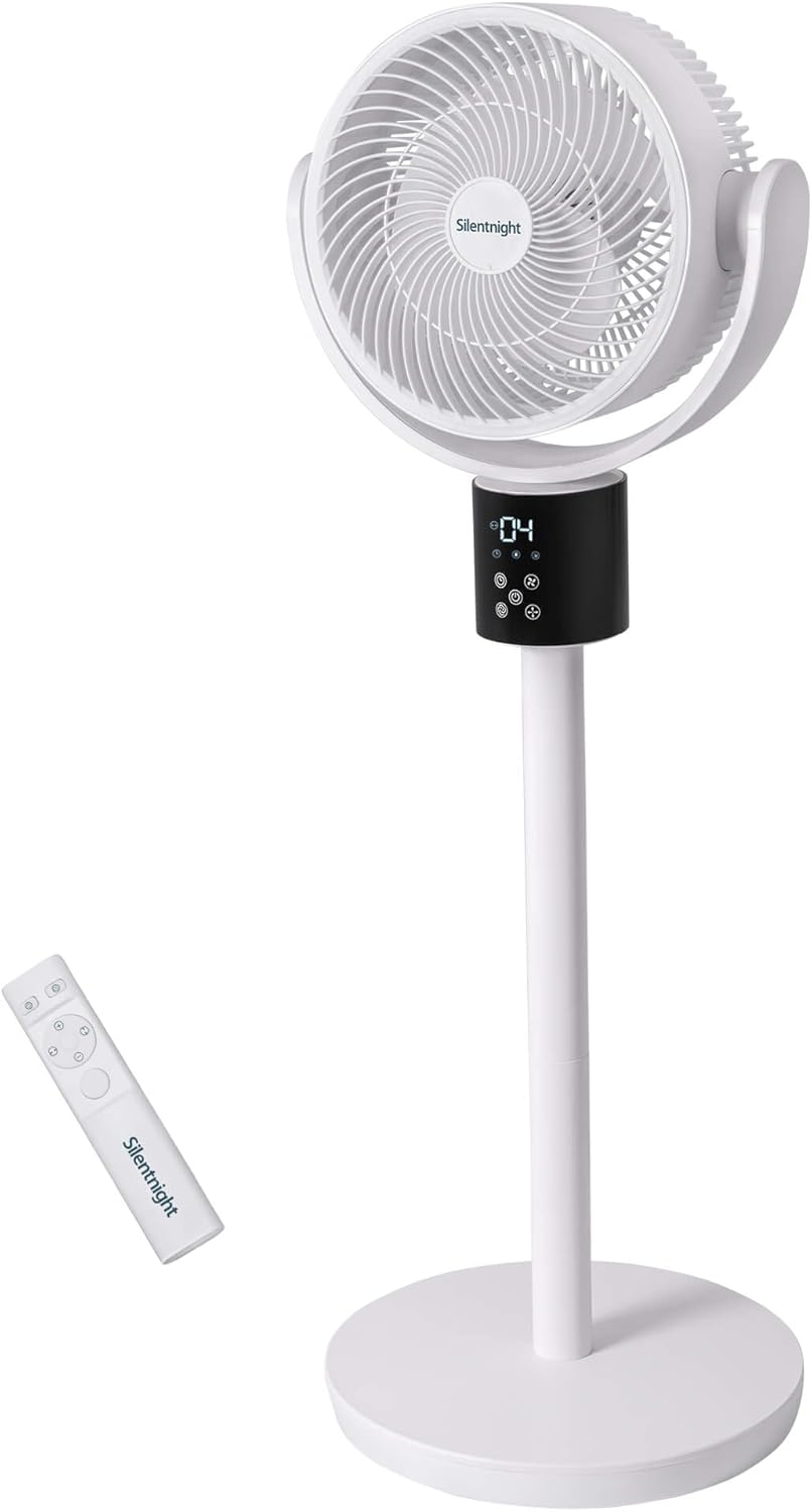 Silentnight Airmax Pro360 Pedestal Fan with Remote Control - Ultra Quiet 12-Speed - 140° Horizontal & 90° Vertical Oscillation - Adjustable Height for Floor or Desktop - 15 Hour Timer & Sleep Mode
