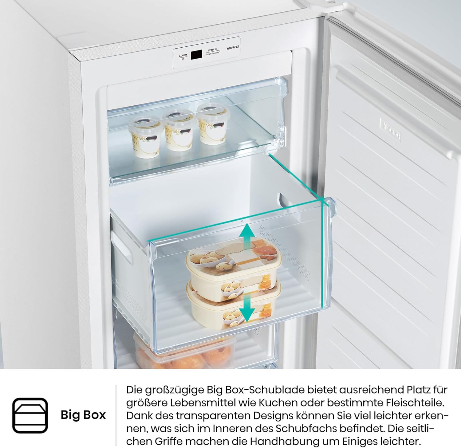 Hisense FV191N4AW2 Gefrierschrank/ TotalNoFrost/ SuperFreeze/ Türalarm/ Multiflow 360°/ BigBox/ 143,4 cm/ Gefrierteil 147 l/ 41 dB/ 205 kWh/Wei