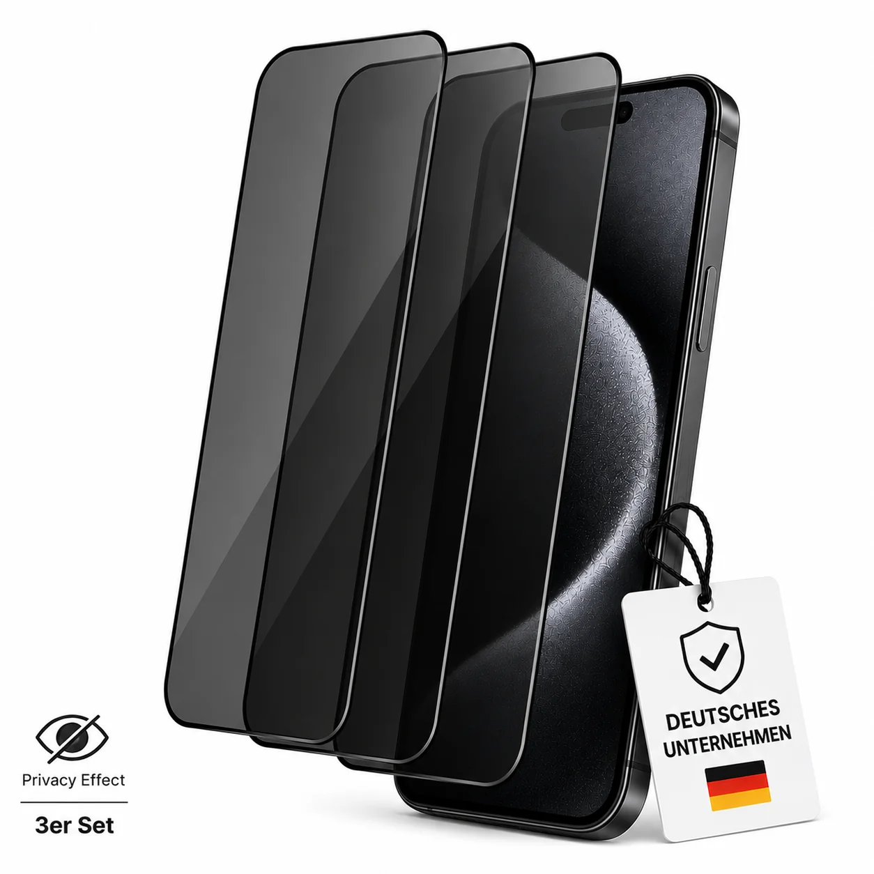 Privacy Displayschutzglas f��r iPhone | 9H Schutzglas mit Sichtschutz | Anti Spy