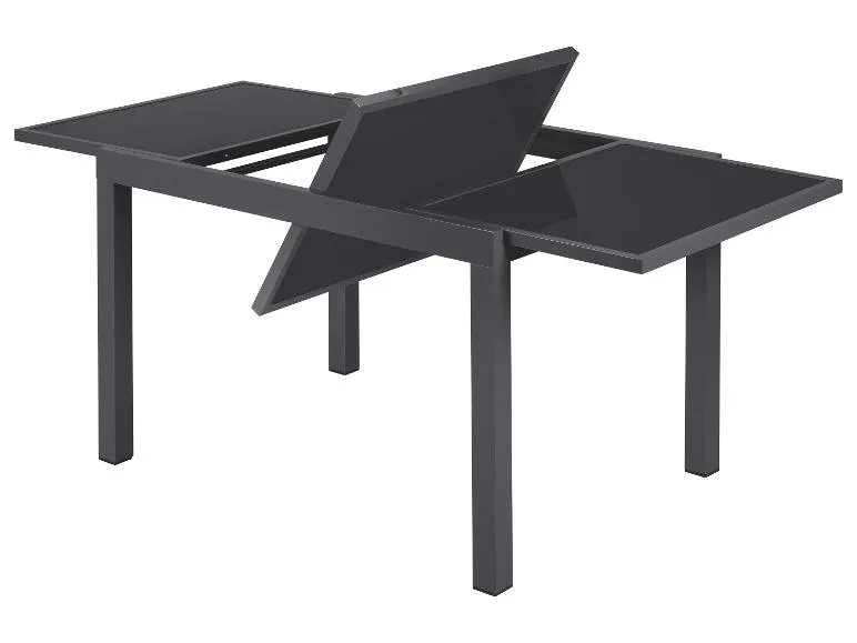 Alu-Set »Houston«, 9-teilig - Ausziehtisch & 8 Hochlehner, grau