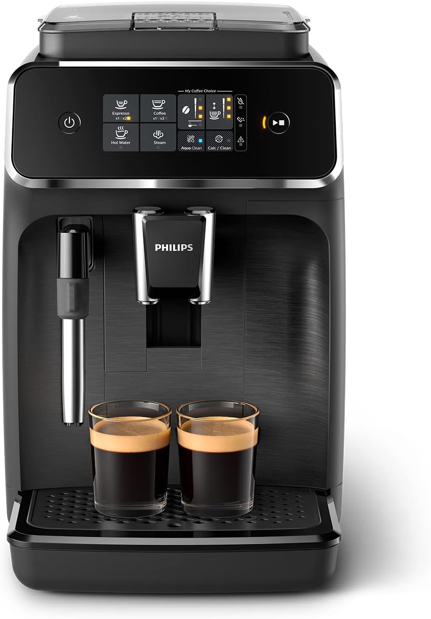 Philips Serie 2200 Kaffeevollautomat – Klassischer Milchaufschumer, Intuitives Touchdisplay, mattes Schwarz (EP2220/10)