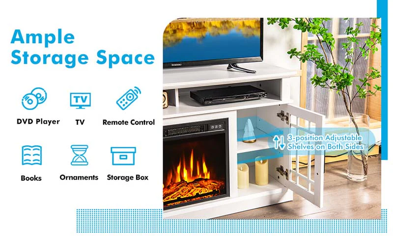 Eletriclife 48 Inch Fireplace TV Stand with 1400W Electric Fireplace for TVs up to 50 Inch