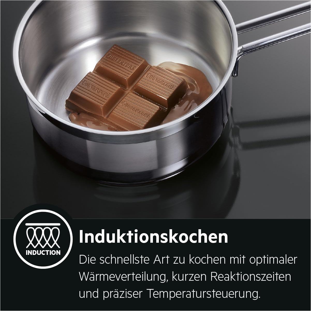 AEG IKB64431XB Autarkes Kochfeld / Induktion / Hob²Hood / Slider-Bedienung / 60 cm / Edelstahlrahmen / 4 Kochzonen / Powerfunktion / Kindersicherung