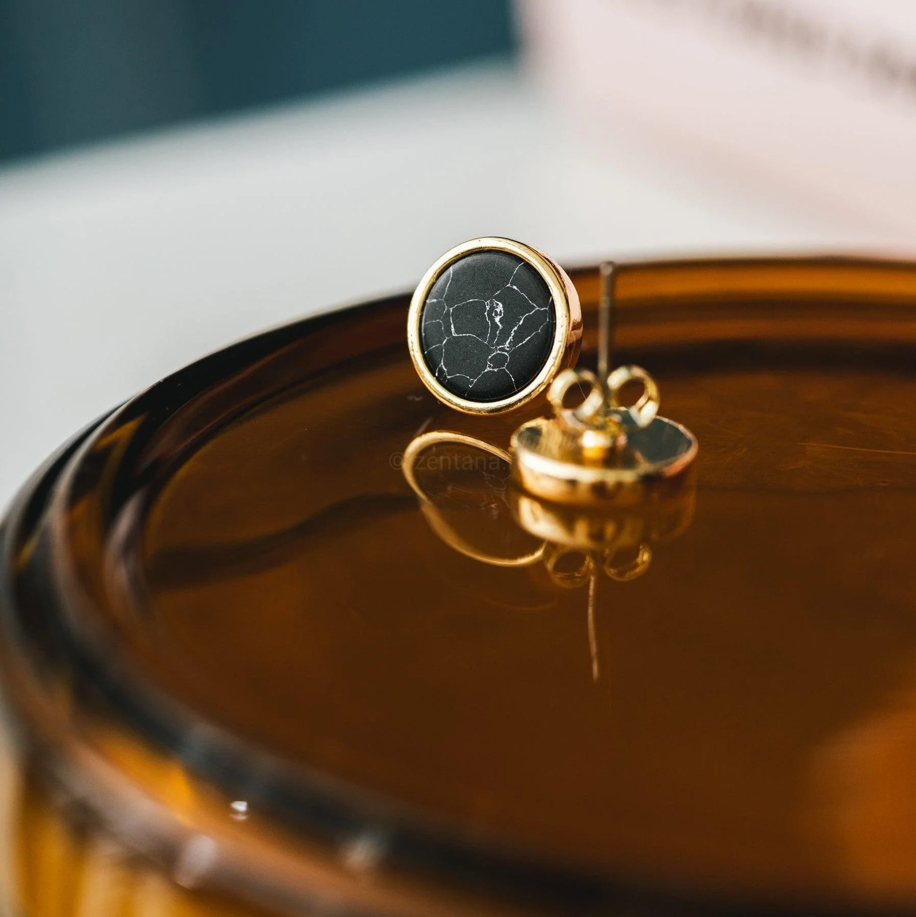 Zwarte Jaspis Oorknopjes - Edelsteen Oorbellen - Oorstekers - Balans