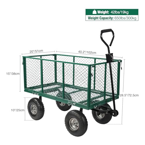 campMax Carrelli da giardino in acciaio a maglia, carrello da giardinaggio estraibile resistente con ruote e lati rimovibili, verde : Amazon.it: Giardino e giardinaggio