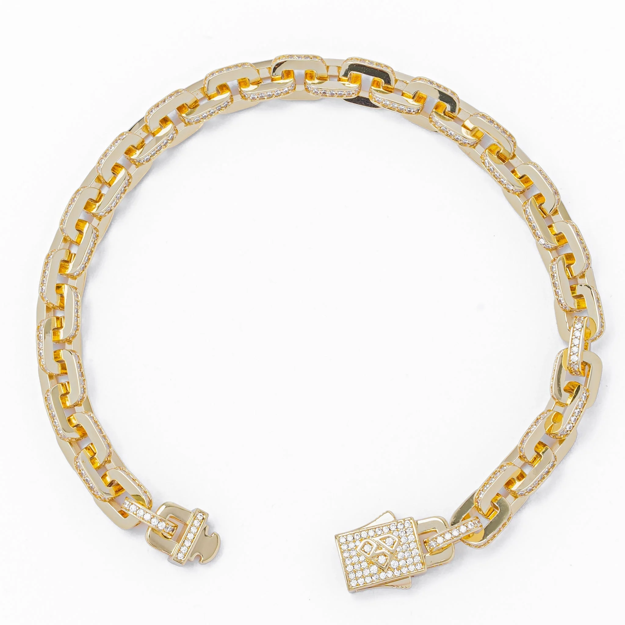 Big Daddy 10MM Anchor Mariner Bullet Diamond & Gold Link Iced Out Bracelet