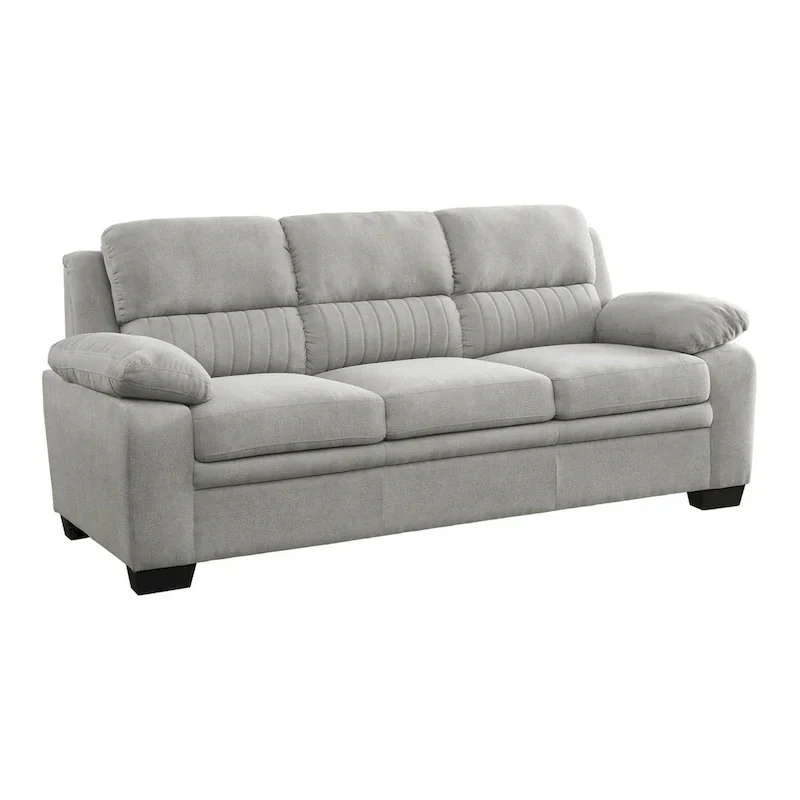80-Inch Hugh Sofa - Gray Polyester Upholstery, Soft Foam Cushions, Sturdy Solid Wood Frame