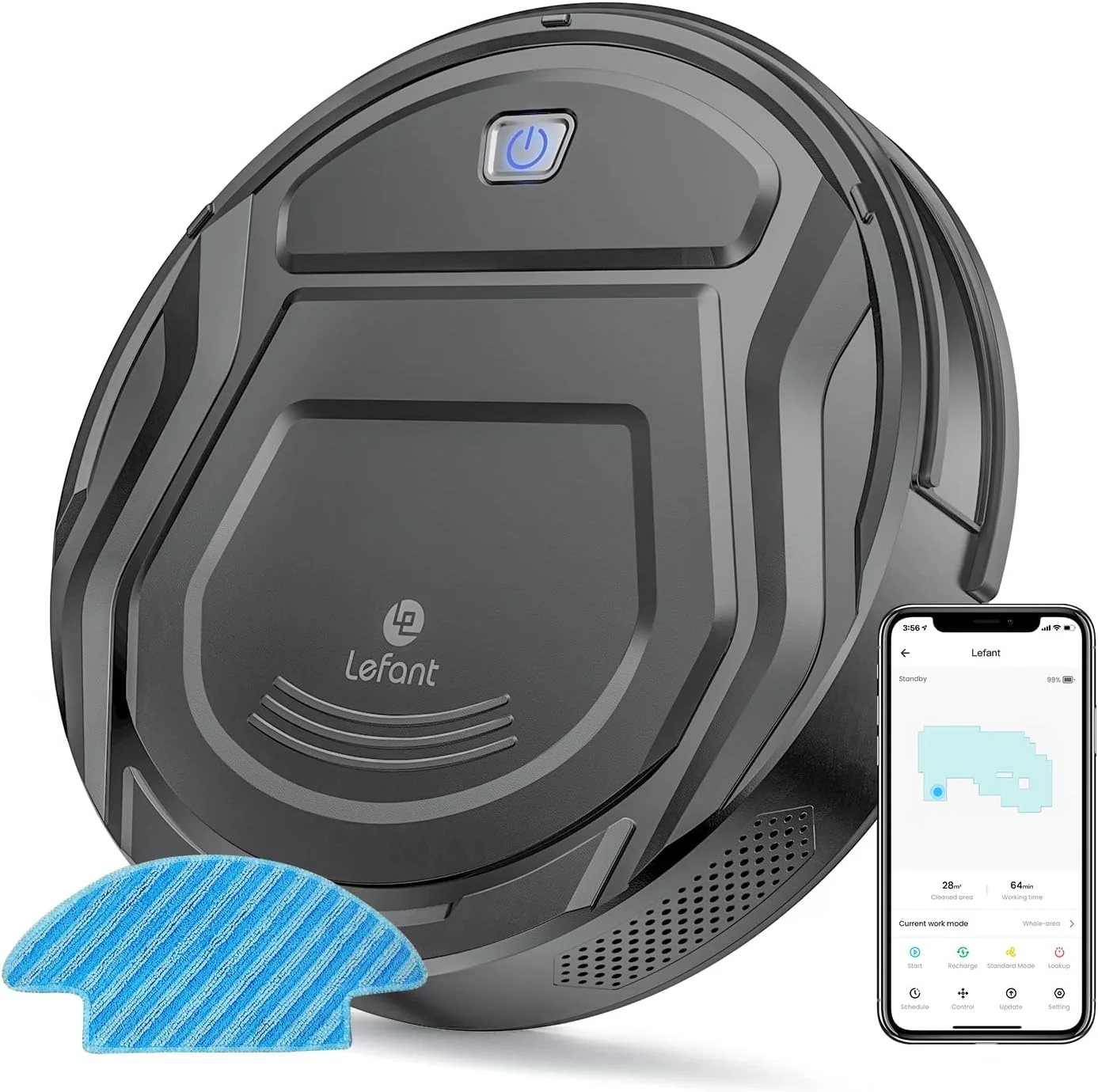Lefant M310 Ultra Robot Aspirador y Fregasuelos 3 en 1, 6000Pa, 170 Min, Evasión PSD 190°, Mapeo Láser ToF, Detecta Alfombras, WiFi/App/Alexa/i Watch, Gris