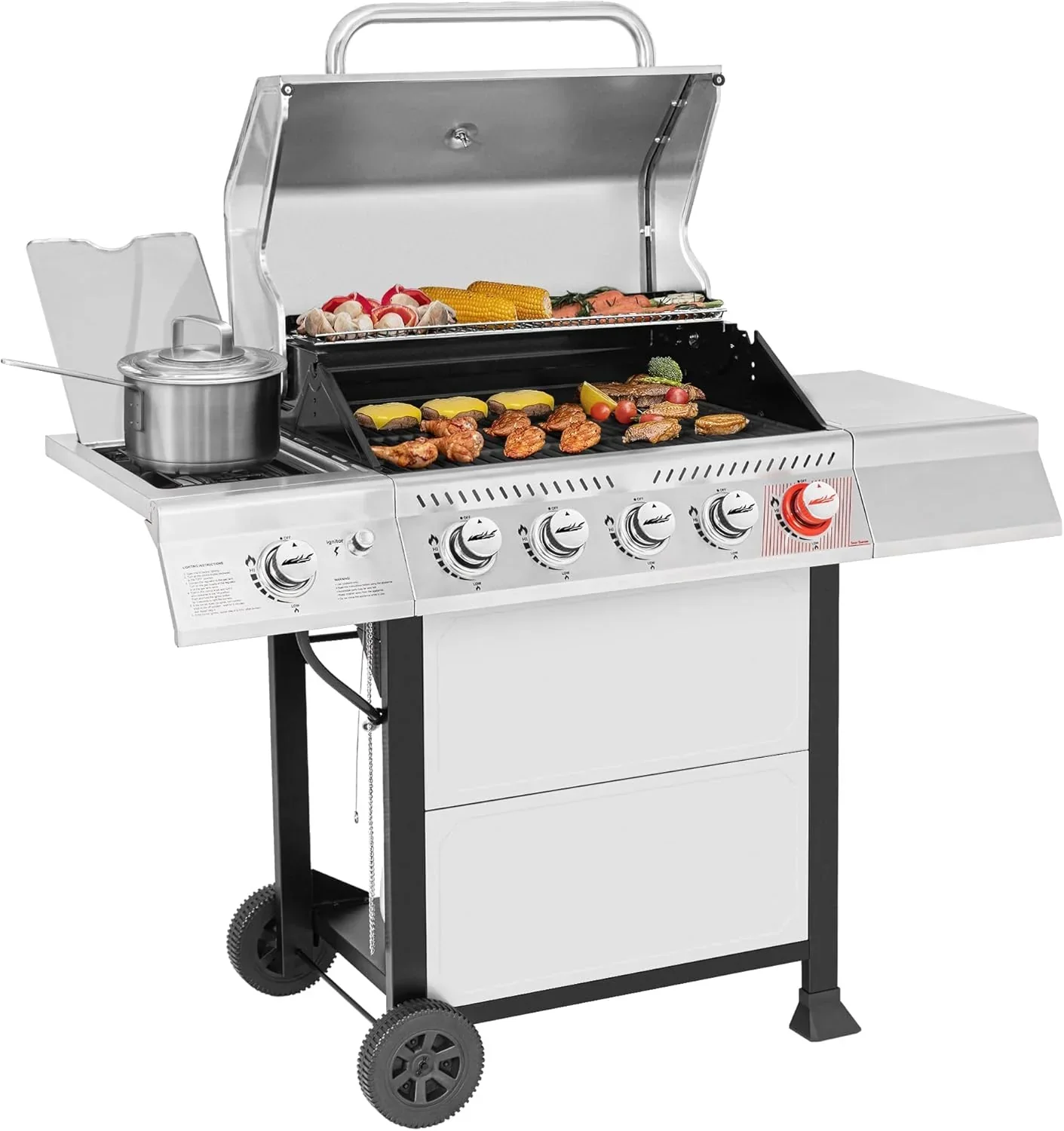 Royal Gourmet GA5401T 5-Burner Propane Gas Grill Sear Burner Side Burner Stainless Steel BBQ Grill