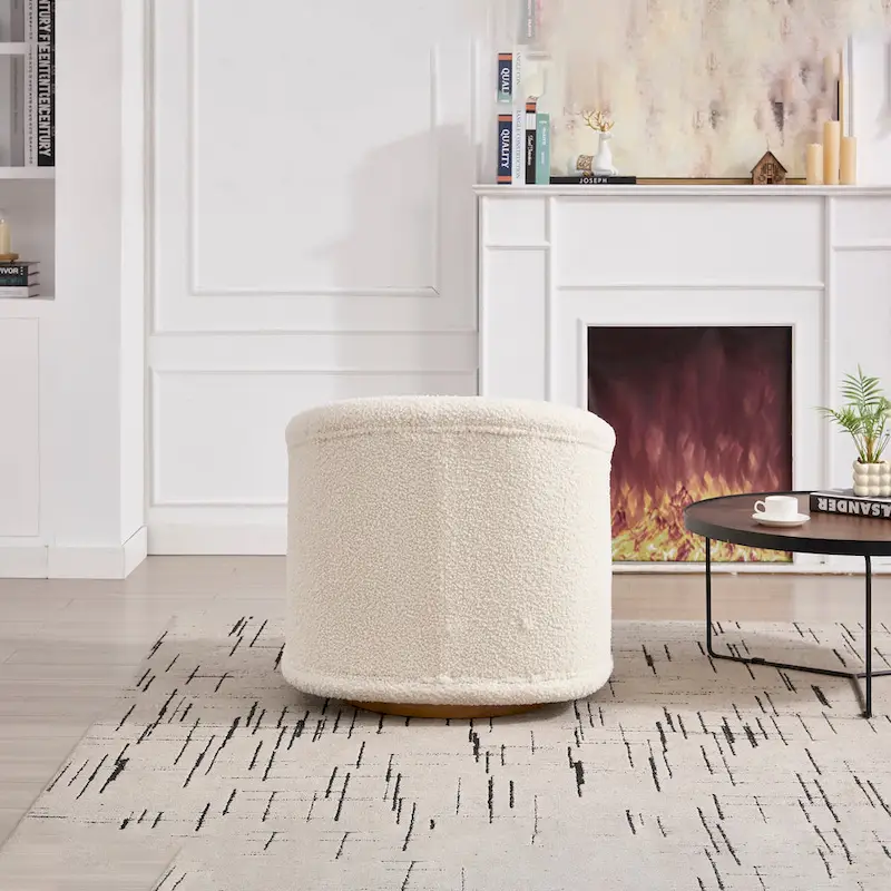 Swivel Accent Chair, 360-degree Swivel Barrel Chair with Velvet Fabric Upholstery, Comfy Pumpkin-Shaped Swivel Chair