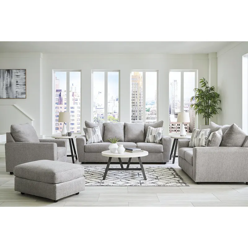 Signature Design by Ashley Stairatt Gray 4-Piece Upholstered Set - Dimensions: 86W x 38D x 39H