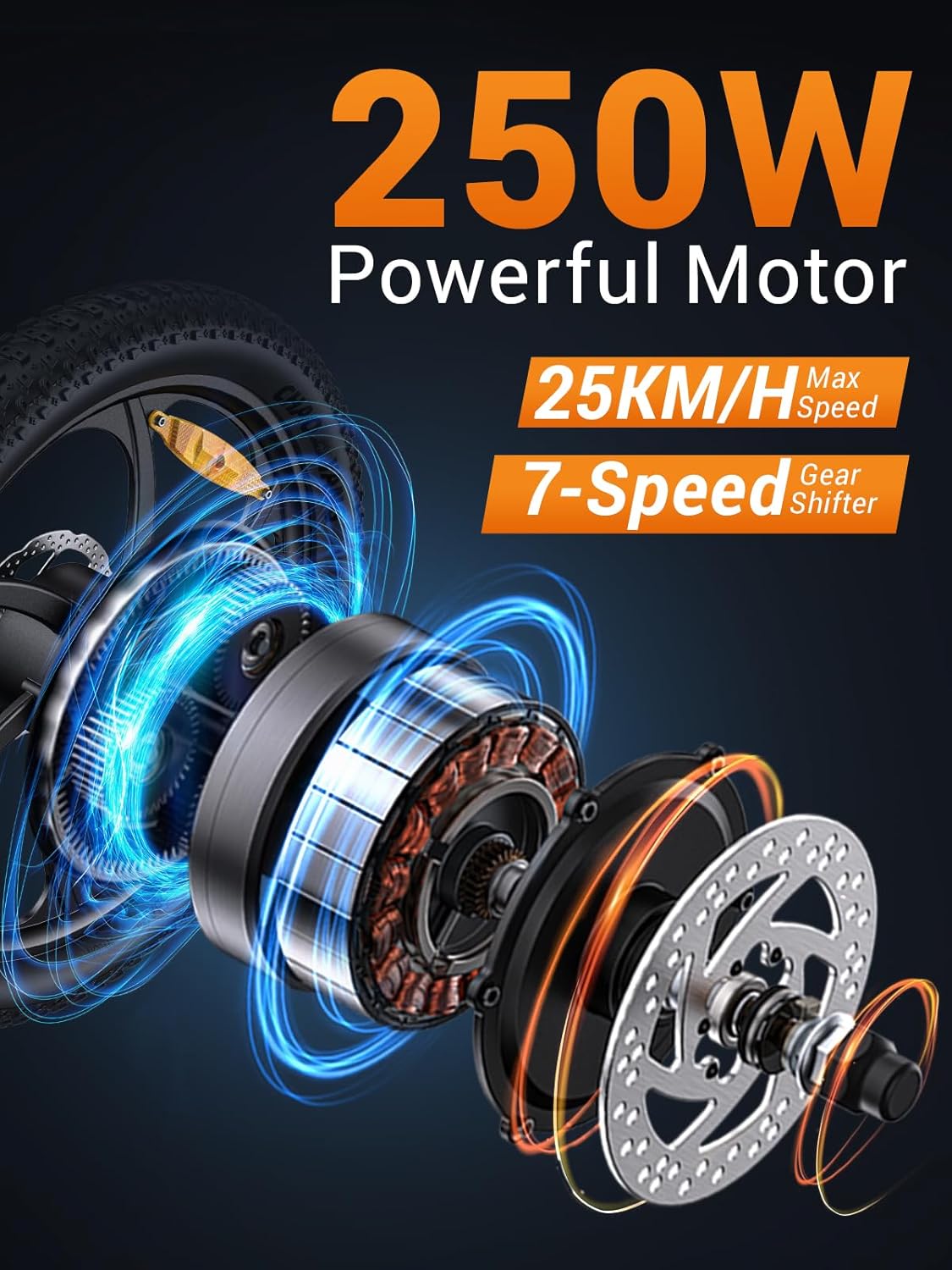 MilePort 1 Bici Elettrica Per Adulti, 36V 13AH Batteria Rimovibile 250w Motore Con 20 “*3.0” Fat Tire Pieghevole Bicicletta Elettrica, Velocità 25KM/H Gamma Fino a 100KM Città Pendolare Ebike