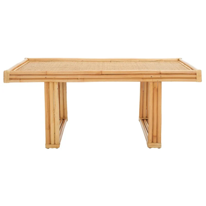 SAFAVIEH Gerdhilde Tropical Boho Coastal Rattan Rectangle Coffee Table - 47
