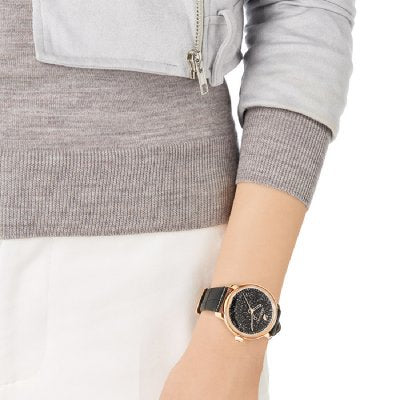 Swarovski Crystalline Hours Black Leather Strap Women's Watch 5295377