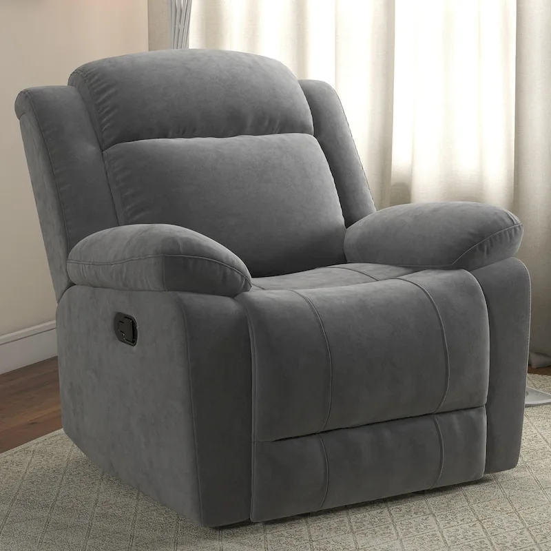 Overstuffed Arm and Back Manual Recliner Chair