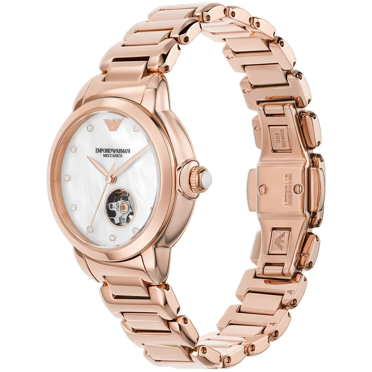 Emporio Armani Mia Open Heart Automatic Rose-gold Women's Watch - AR60072