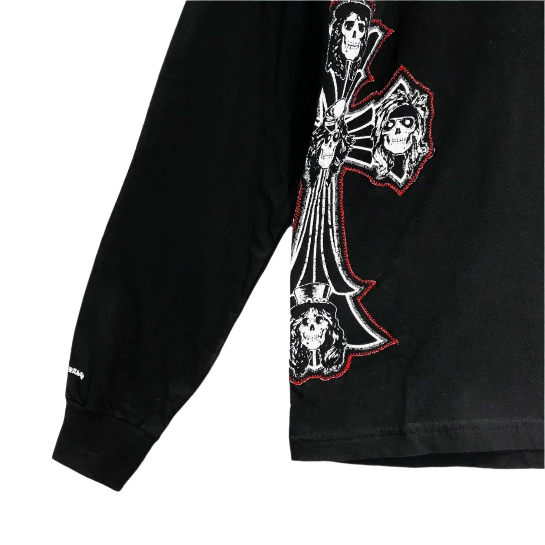 Gun N' Roses Black Cross Embroidered Logo Long Sleeve Tee