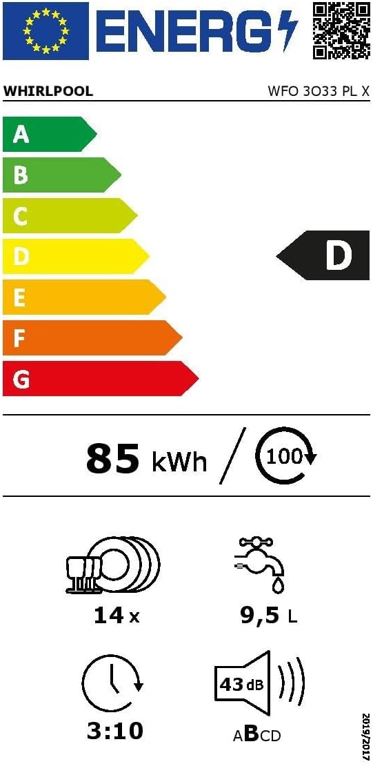 Spülmaschine 60cm 14c 43db - wfo3o33plx - whirlpool