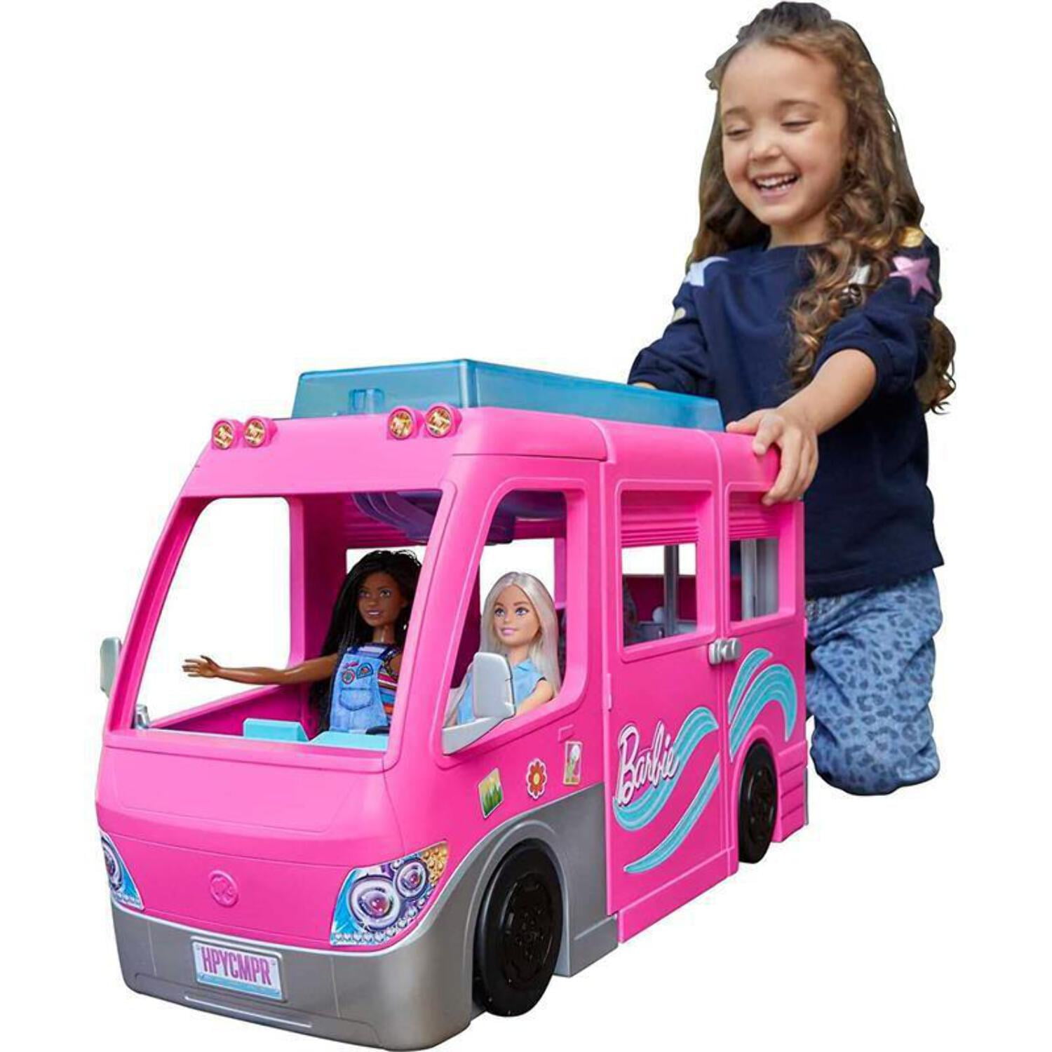 Barbie Dream Camper Van Playset with Pets, Pool & Slide �C 60+ Accessories for Ages 3+
