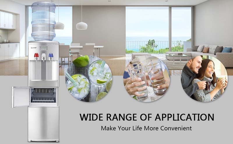 Eletriclife 2-in-1 Top Loading Water Cooler Dispenser with Built-in Ice Maker