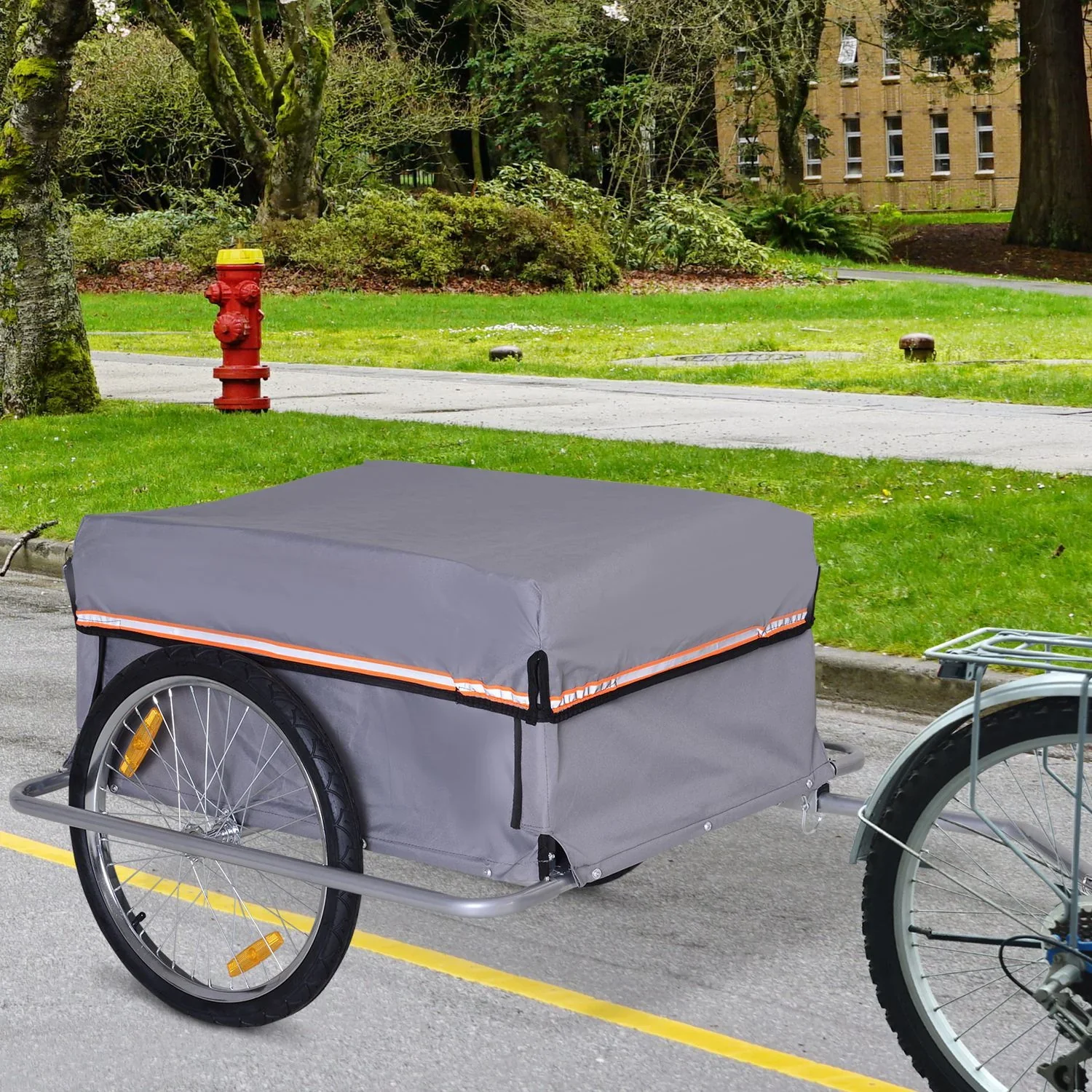 HOMCOM fietskar, opvouwbare bagagewagen met grote transportbox