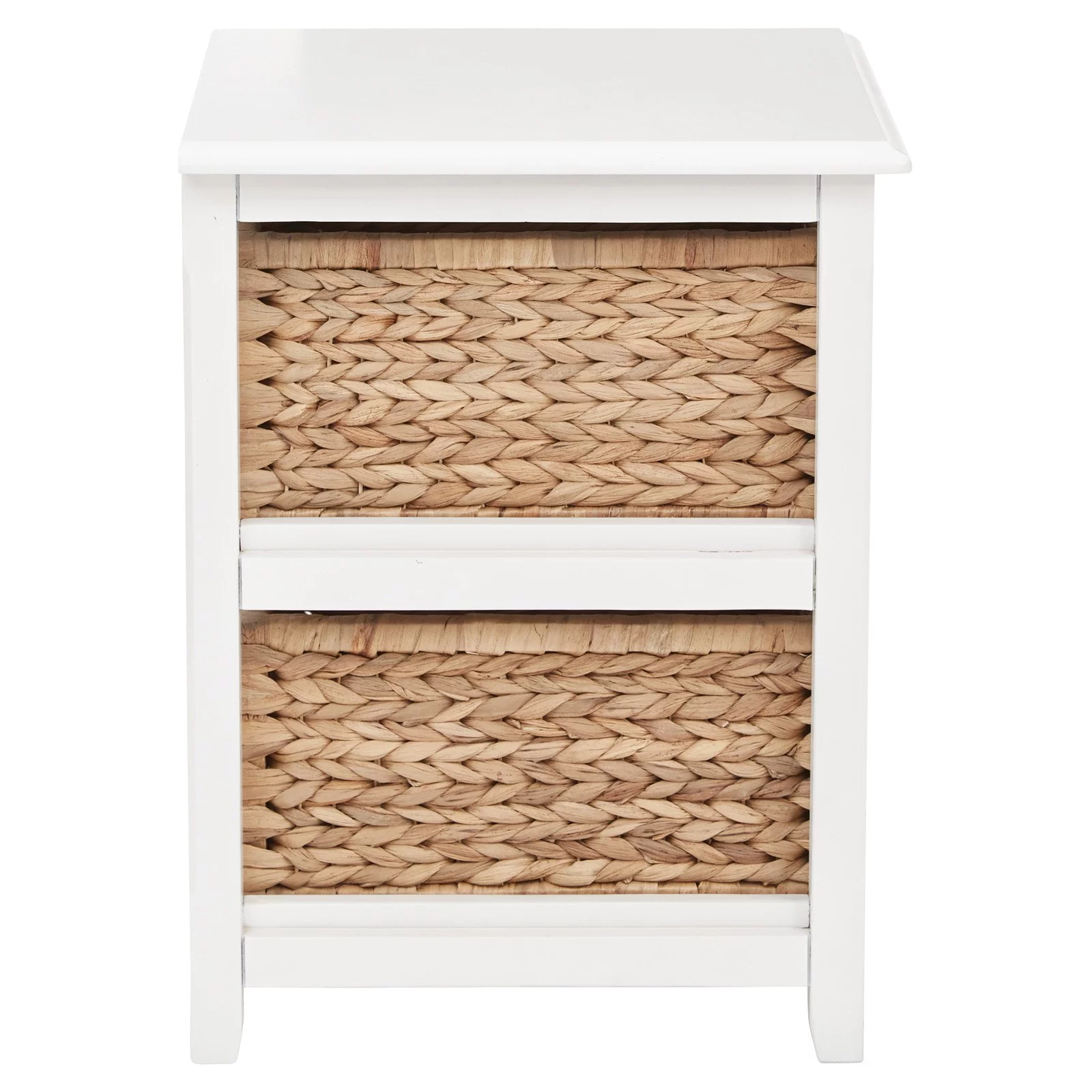 2025 Seabrook Mueble de almacenamiento de dos niveles en madera compuesta blanca con cestas naturales