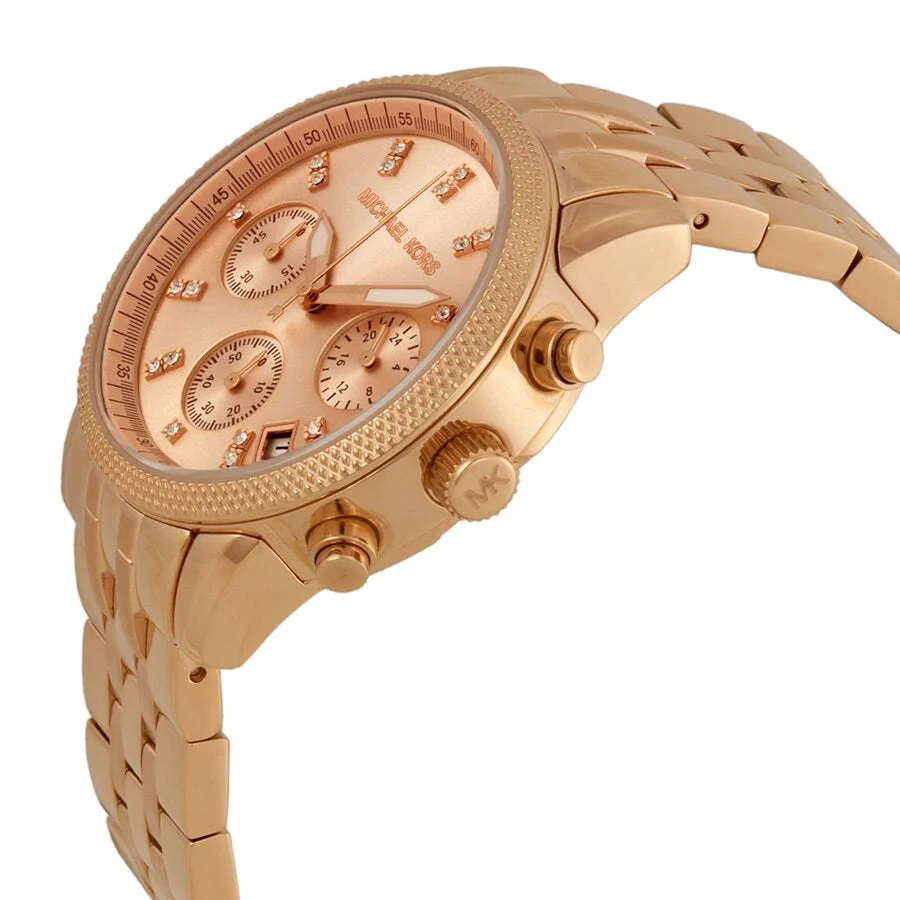 Michael Kors Ritz Chronograph Rose Gold Women's Watch - MK6077