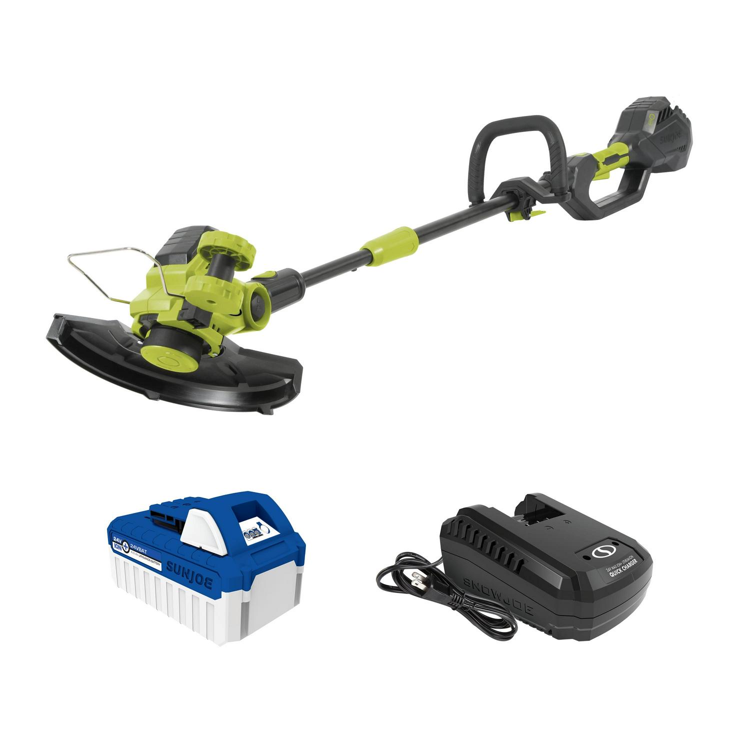 Sun Joe 24V Cordless String Trimmer, 12-Inch, Multi-Angle Head, 4.0-Ah Battery & Charger Included