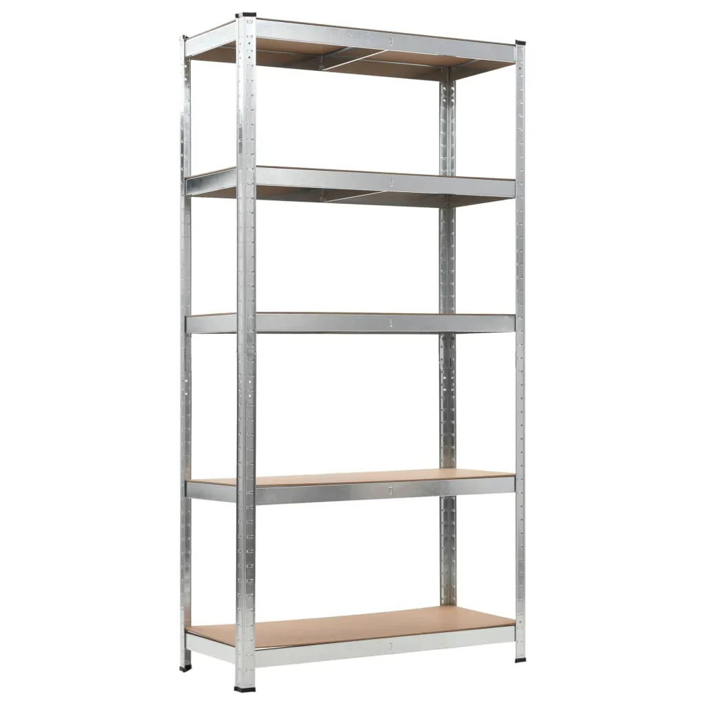 2025 Conjunto de 2 Estanterías de Almacenamiento Resistentes, Metal con MDF, 90 x 40 x 180 cm, Plateado