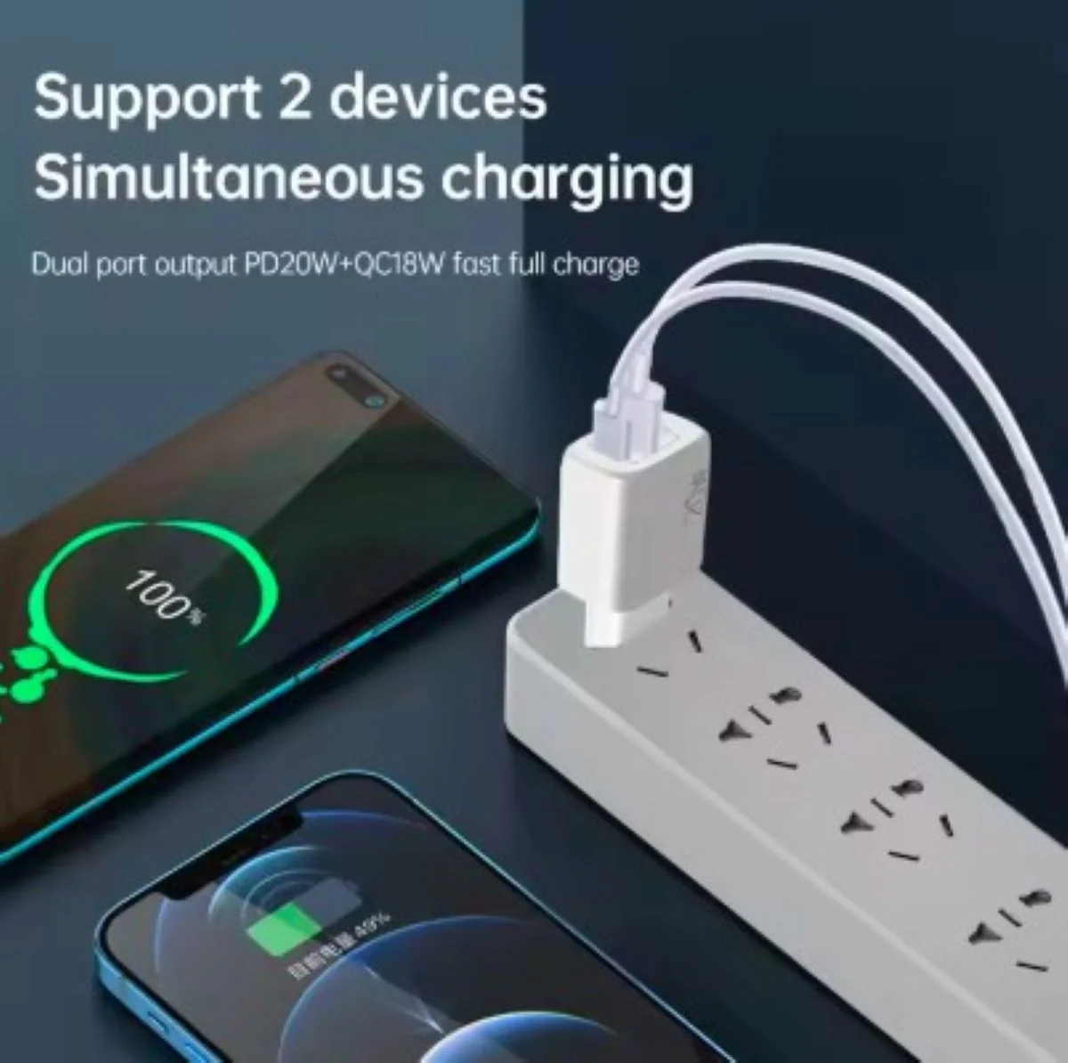 Schnellladegerät USB-C + USB-A Dual Netzteil Universal mit Kabel