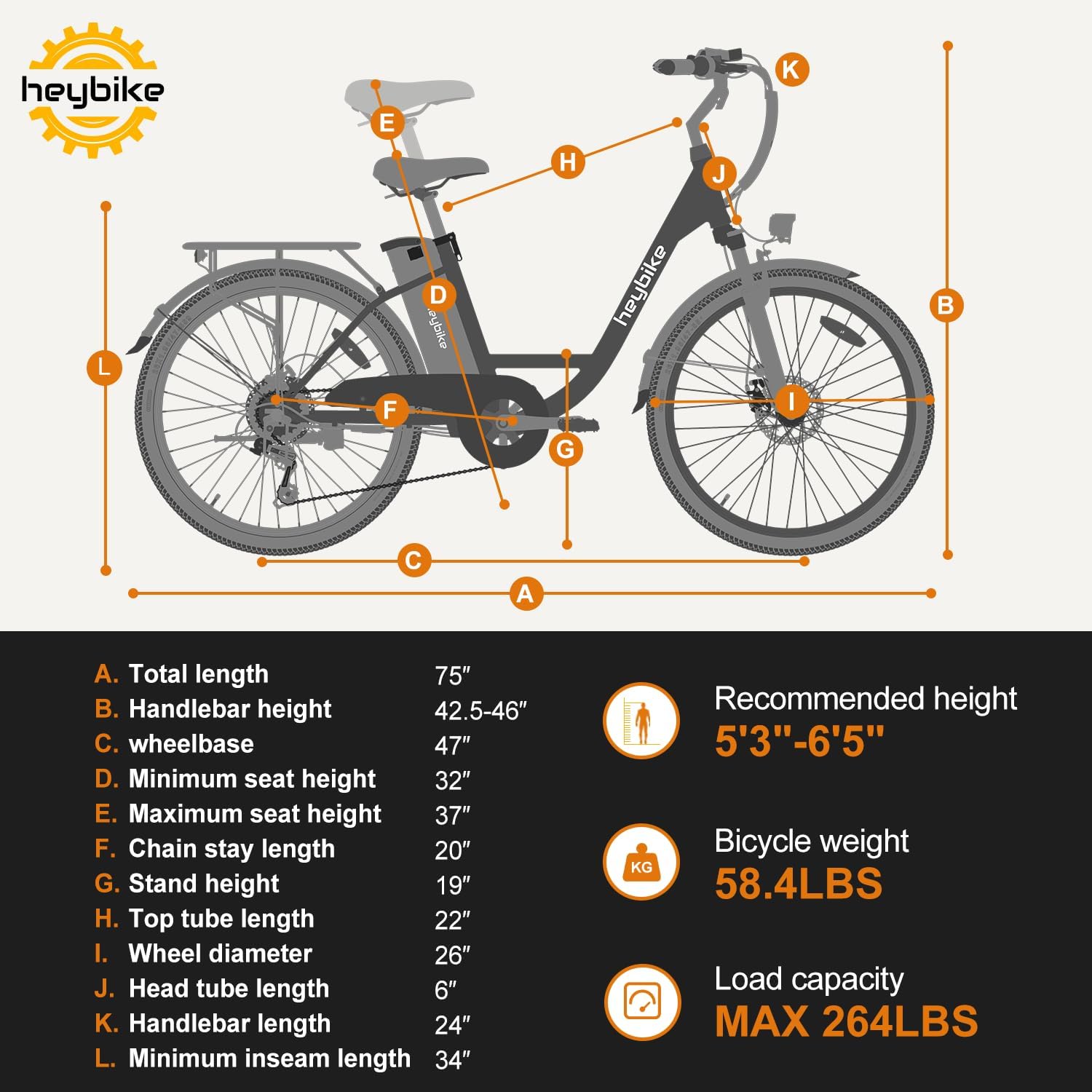 Heybike Cityscape Electric Bike 350W(Peak 500W) Electric City Cruiser Bicycle Up to 40 Miles Removable Battery, 7-Speed and Dual Shock Absorber, 26 Electric Commuter Bike for Adults