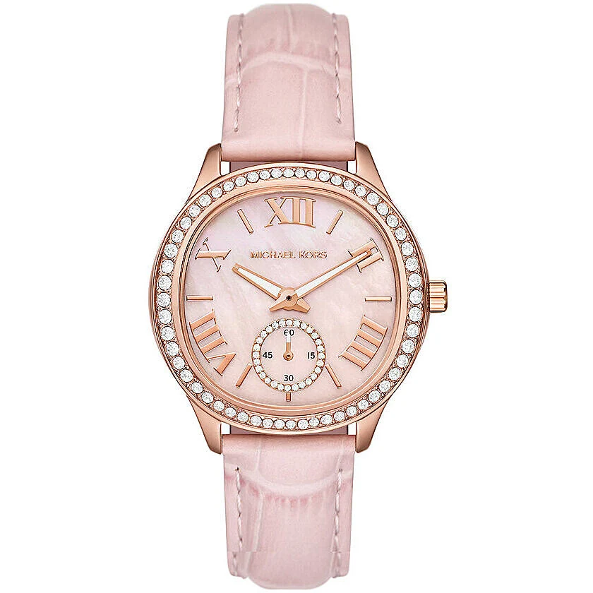 Michael Kors Sage Pav�� MOP Dial and Pink Leather Strap Women's Watch - MK4820