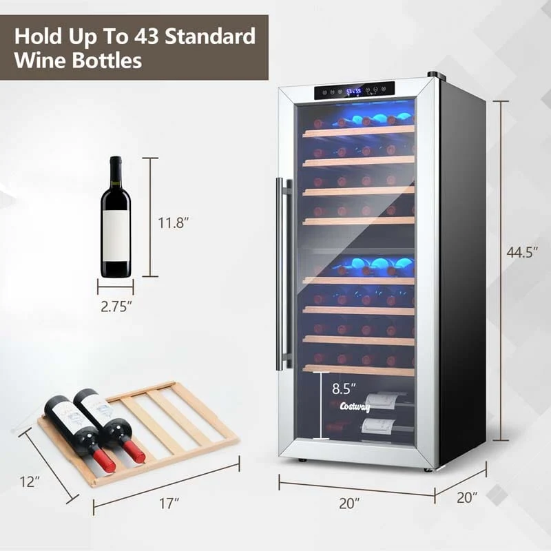 Eletriclife 43 Bottle Wine Cooler Refrigerator with 8 Shelves