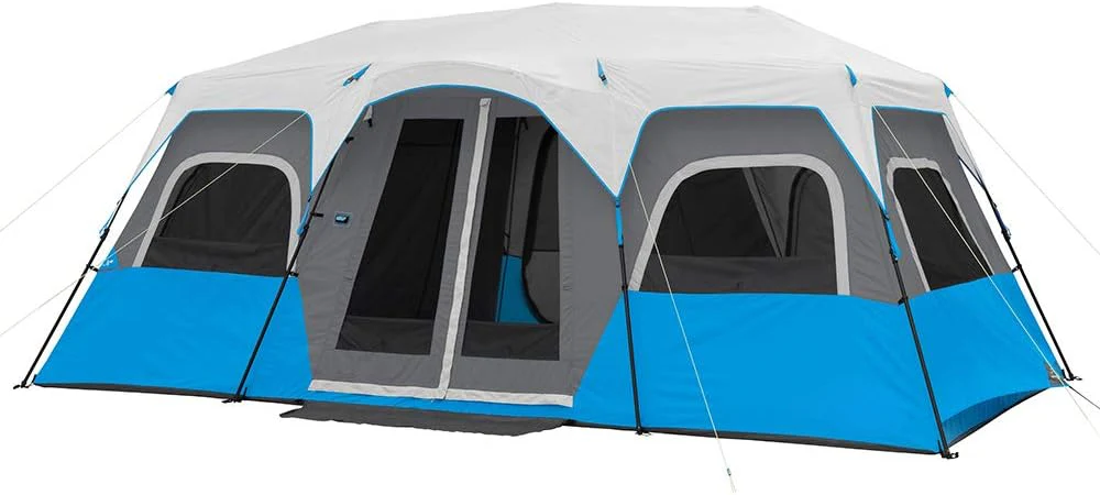 Instant Cabin Tents with LED Lights | 6 Person / 9 Person / 12 Person Family Multi Room Lighted Pop Up Tents for Camping | Included Storage Pockets for Camping Accessories