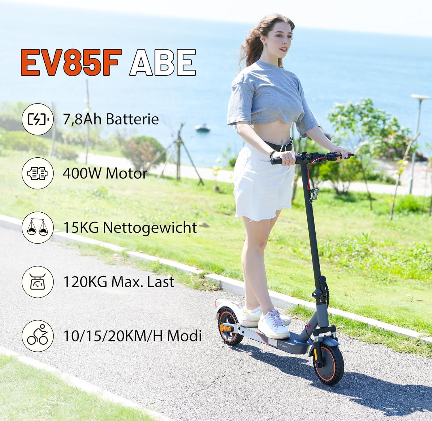 Evercross EV85F ABE E-Scooter mit 400W Motor