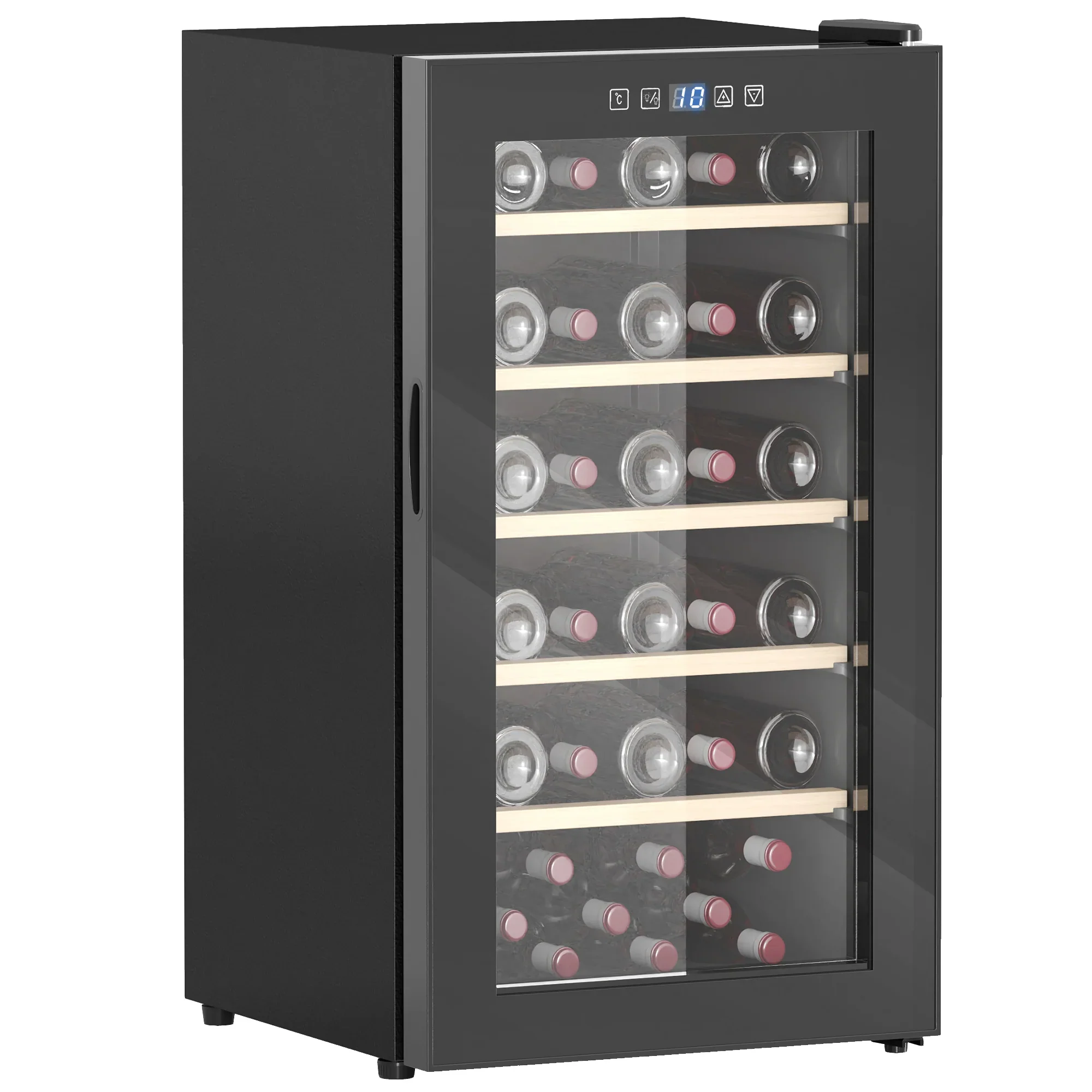 Cantinetta Vino Refrigerata per 41 Bottiglie Capacità 91L con Controllo Temperatura e Ripiani in Legno Nero