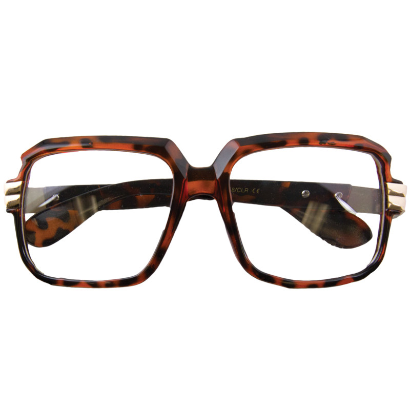 Rapper Style Brown Tortoise Frame/Clear Lens Sunglasses 1149