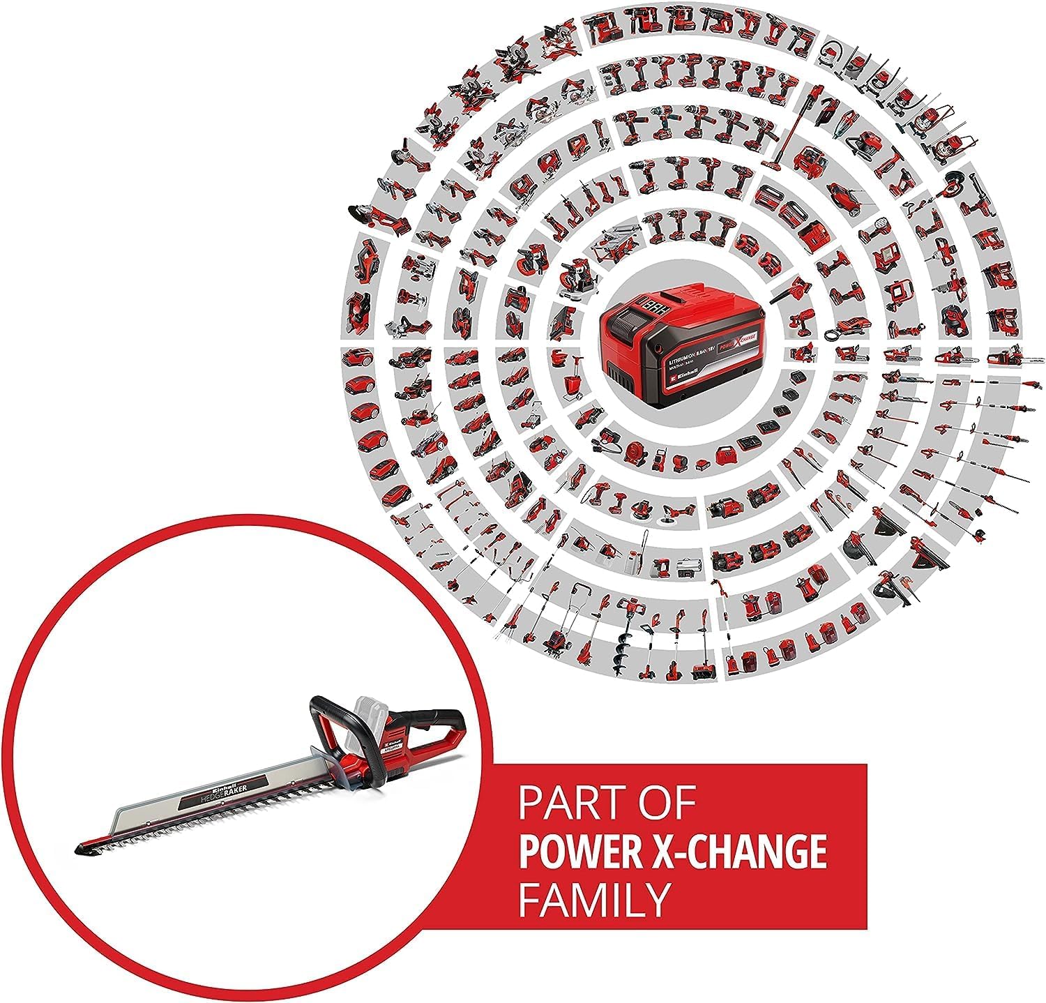 Einhell Akku-Heckenschere ARCURRA 18/55 Power X-Change (18 V, 55 cm Schnittlnge, 18 mm Zahnabstand, inkl. Schnittgutsammler, schmaler Frontgriff, ohne Akku)