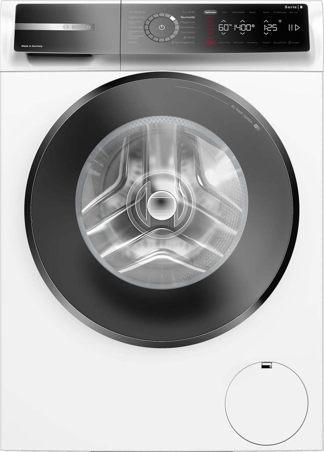 BOSCH WAN28127 Waschmaschine Serie 4, Frontlader mit 8kg Fassungsvermögen, 1400 UpM, Iron Assist, Active Water Plus, EcoSilence Drive, Speed Perfect, Weiß, 60cm