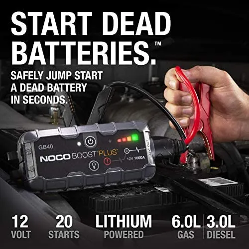 NOCO Boost Plus GB40 1000 Amp 12-Volt UltraSafe Lithium Jump Starter Box, Car Battery Booster Pack, Portable Power Bank Charger