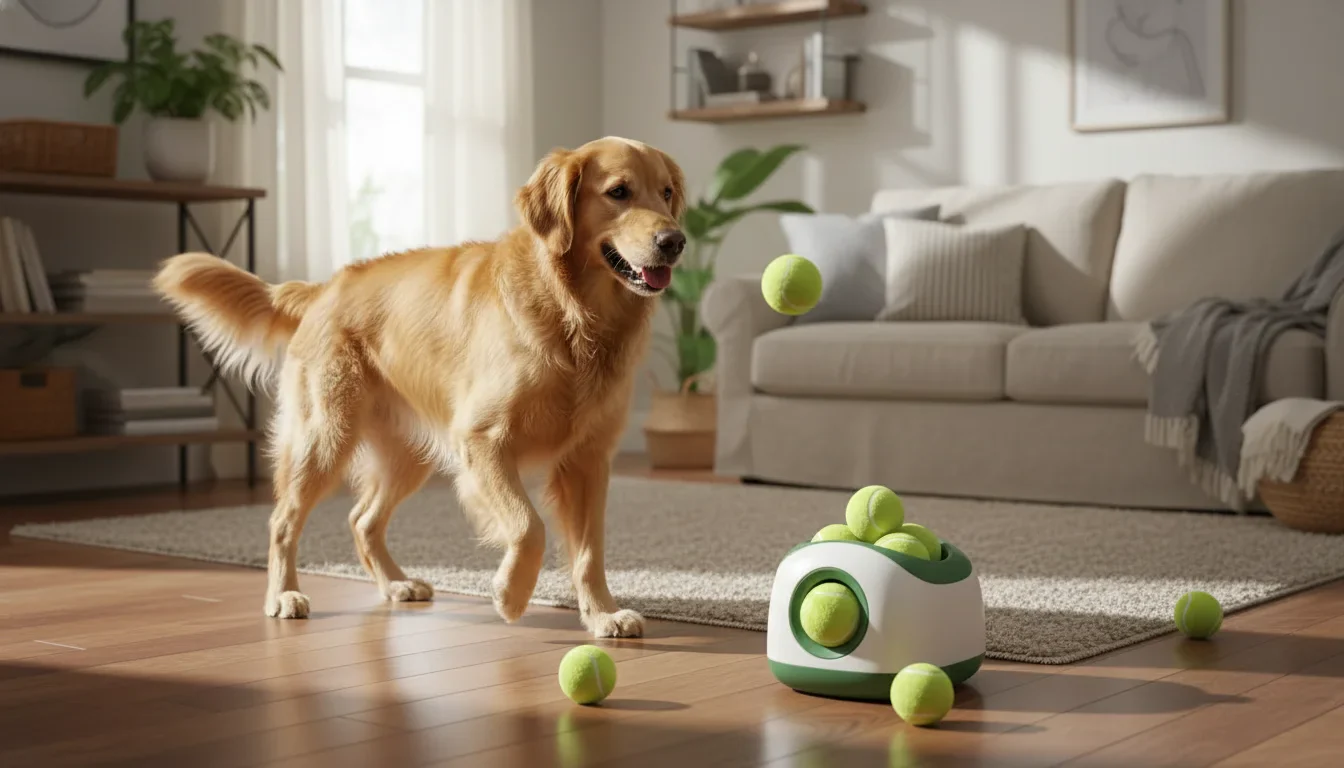 Automatic Dog Ball Launcher, Interactive Fetch Machine with Adjustable Distance