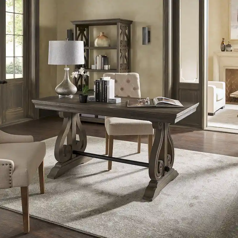 iNSPIRE Q Artisan Gannon 1-Drawer Writing Desk with Wire Brushed Oak Finish