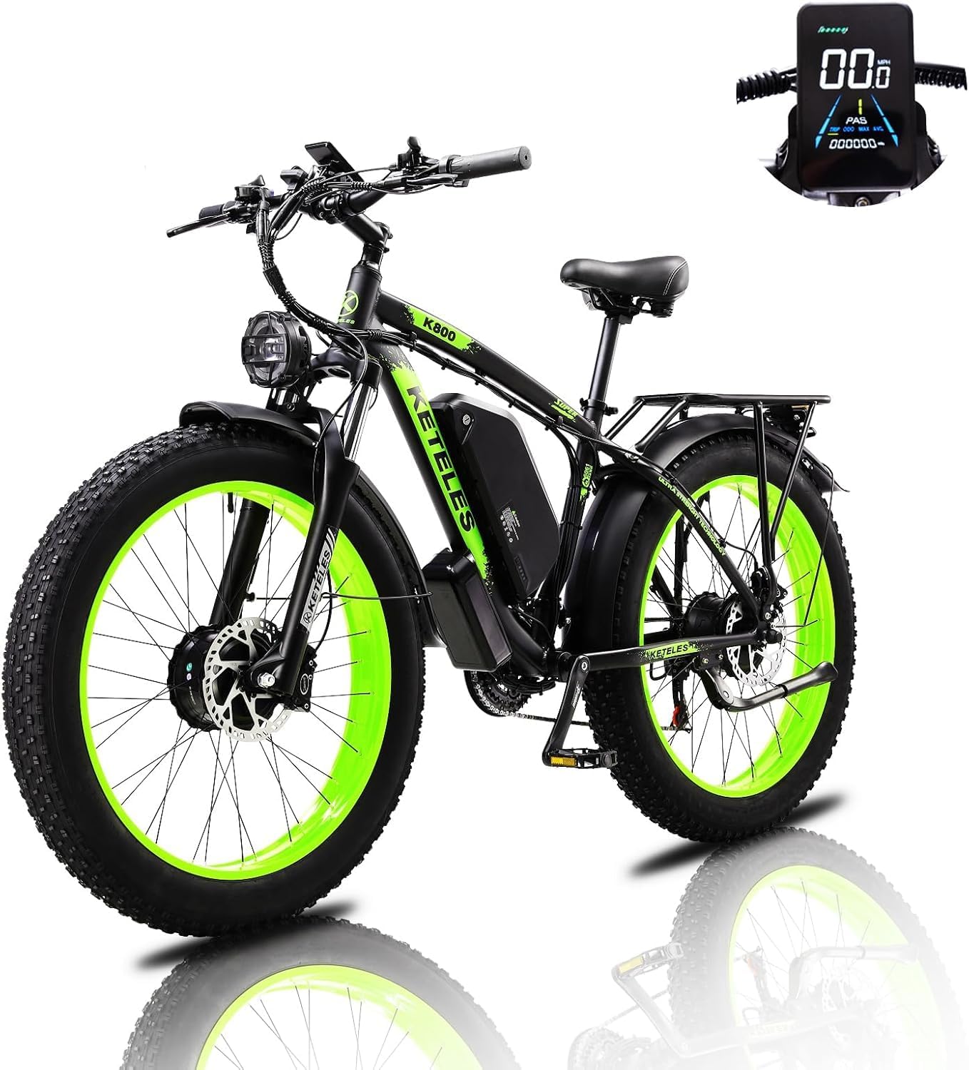 Electric Bike for Adult, 26 x 4.0 Fat Tire Ebike, 1000W/2000W Peak Electric Bicycle, 48V 13/17.5/23AH Waterproof Battery, Front Suspension Ebike, 27MPH-46MPH, Adjustable Seat, UL and GCC Certified