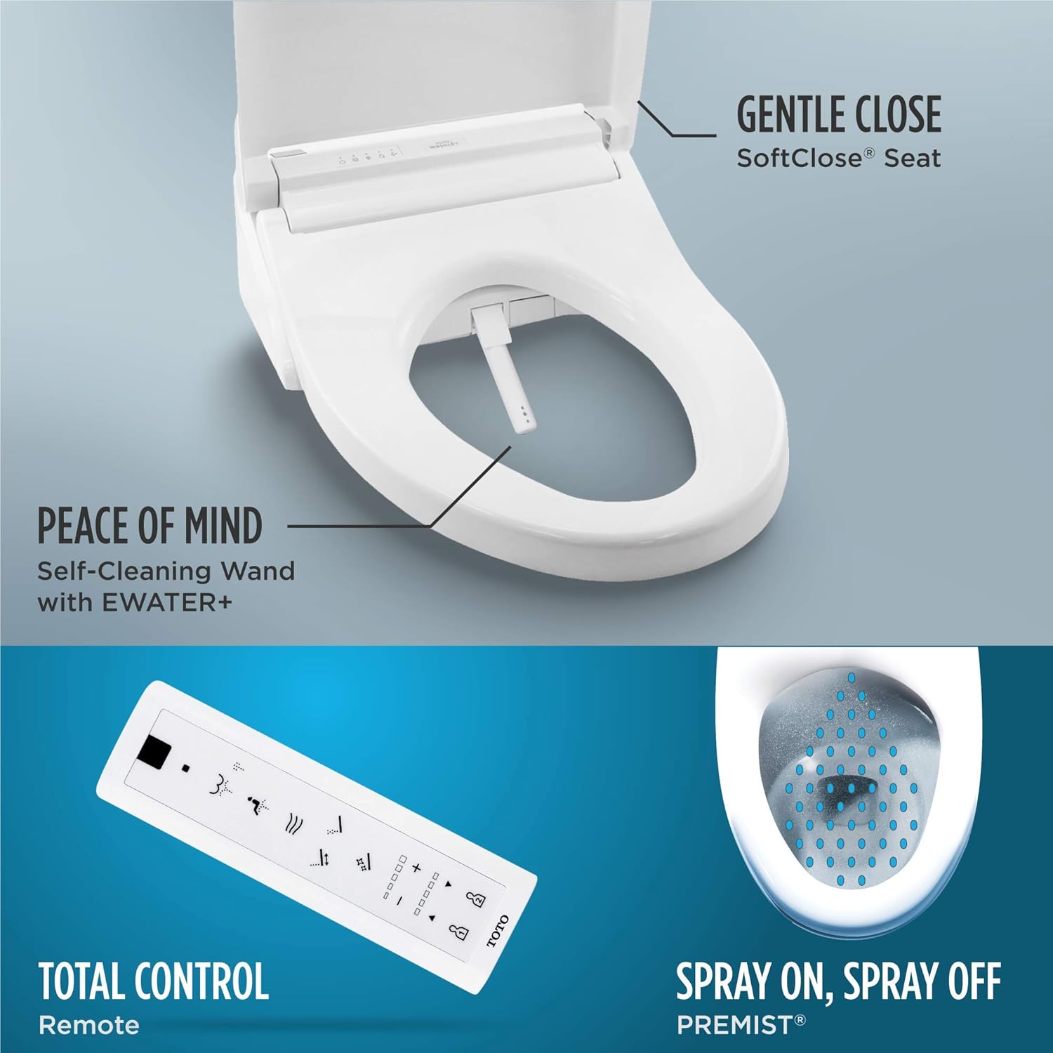 C5 Electronic Bidet Toilet Seat with and + Wand Cleaning, Elongated, Cotton White