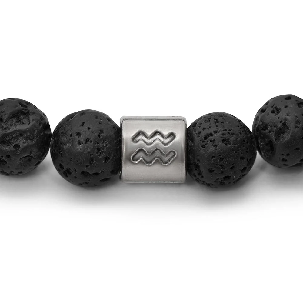 Sterrenbeeld Edelsteen Armband - Lavasteen Zilver - Horoscoop Armband
