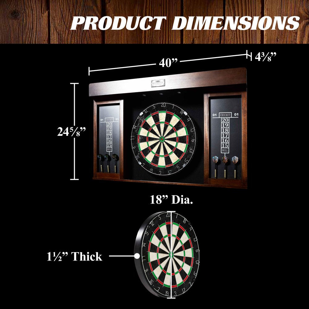 Barrington 40′′ Dartboard Cabinet with LED Lights, Self-Healing Board, Includes 6 Darts & Scoreboards