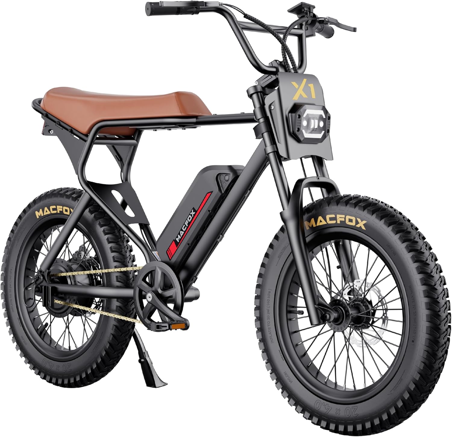 MACFOX Electric Bike for Adults Wheelies with 750W/500W Motor and 48V Ebike Battery, 20 Fat Tire Electric Dirtbike with Dual Disc Brakes and Shock Absorbers for Mountains, Road (US Warehouse)
