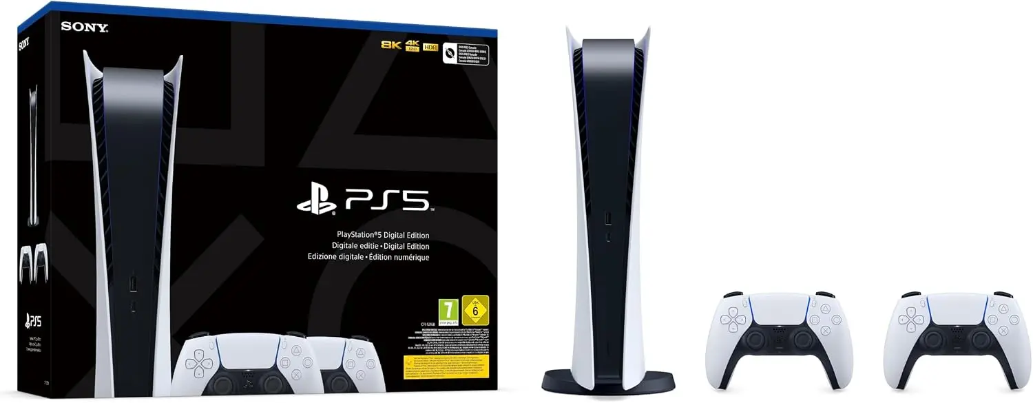 Consola Playstation 5 Digital Consola + 2 Mandos Inalámbrico Dualsense blanco