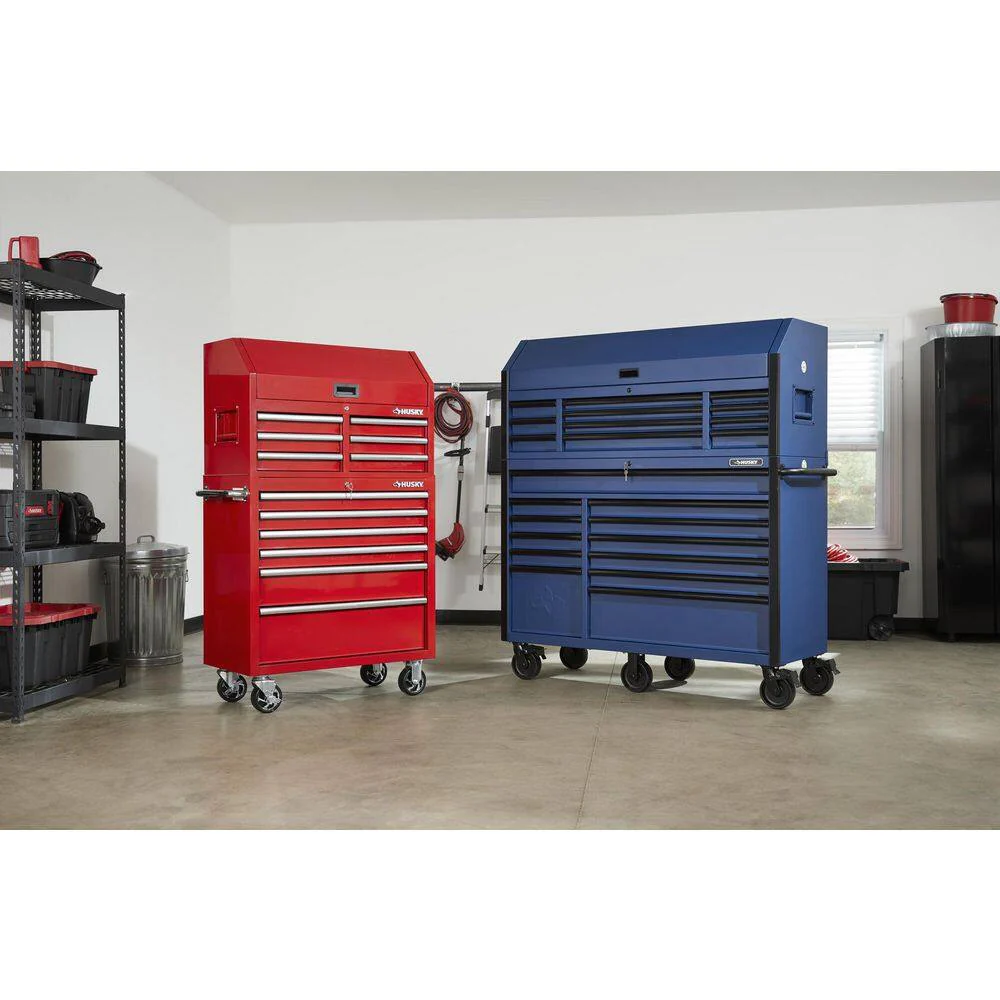 2025 Husky Caja de Herramientas Combinada con Ruedas de 23 Cajones – 56 plg (An) x 22 plg (Pr) en Azul Mate
