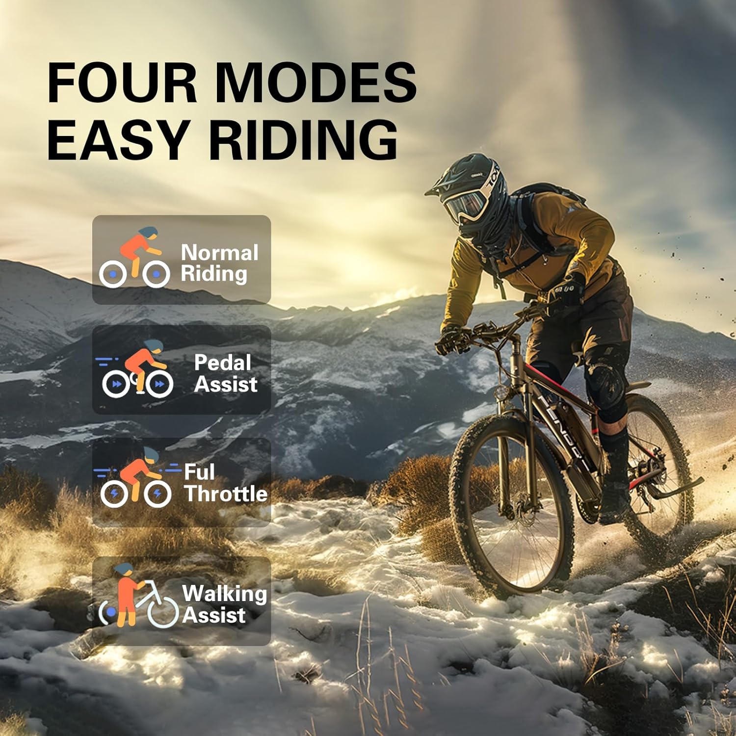 FENGQS Electric Bike for Adults,1000W Brushless Motor,21 Speed Gear,32MPH 55 Miles Ebike,48V17.5Ah Removable Battery Electric Mountain Bike,Commuting E Bike with Fork Suspension